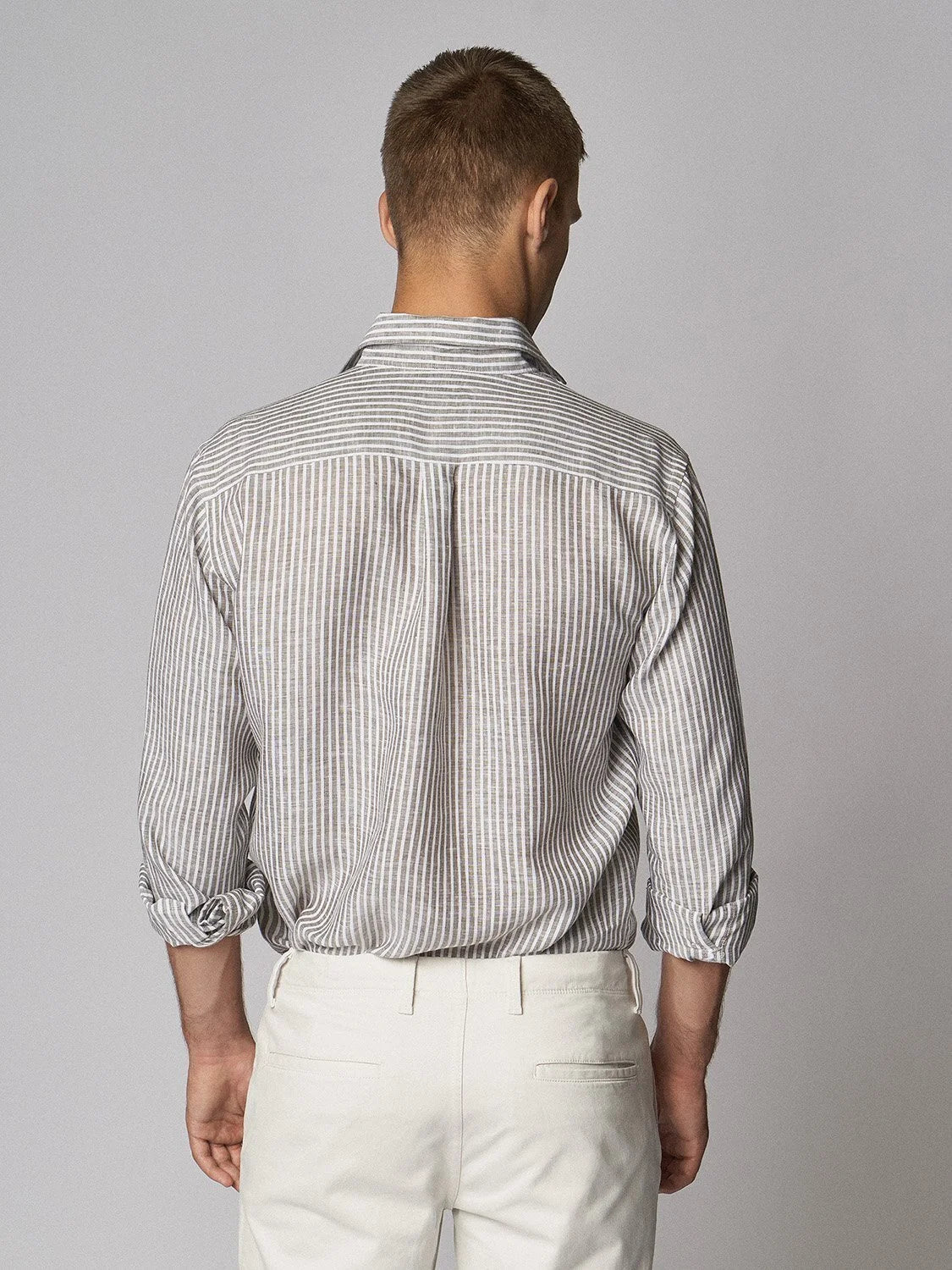 CARPASUS / Chemise Bellerive en lin, ligné kaki
