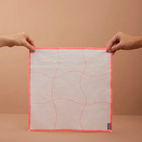LABO / 2 Serviettes de Table, Blanc-rose ou jaune fluo