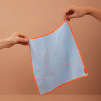LABO / 2 Serviettes de Table, Bleu-orange fluo
